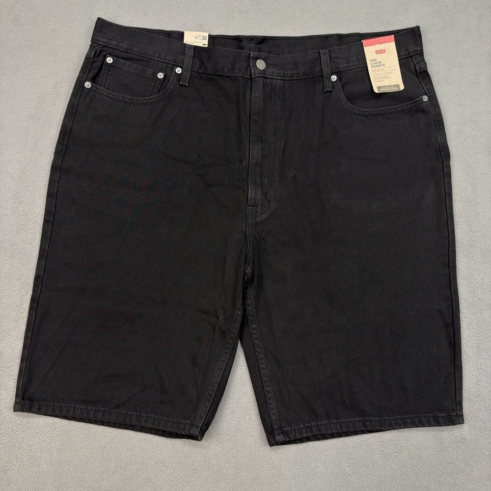 Levis 469 Loose Jean Shorts Mens 42 Jorts Baggy Black 12"‎ Inseam New